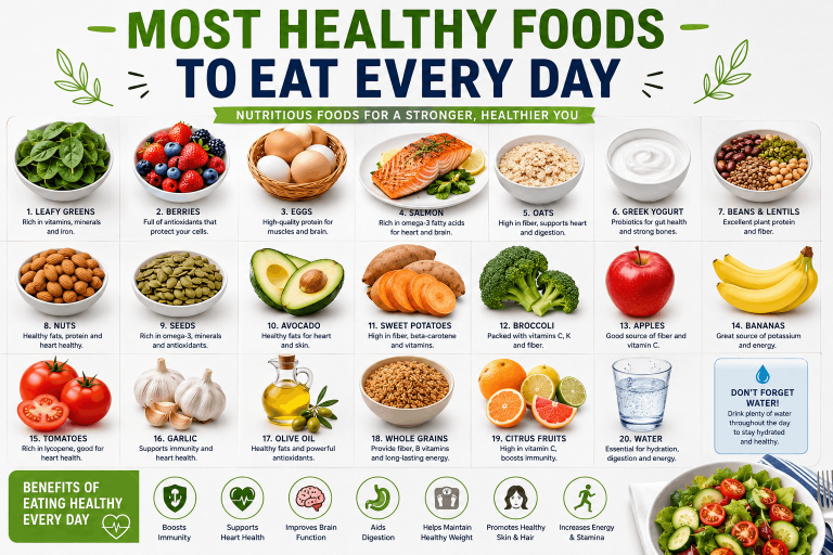 Most Healthy Foods to Eat Every Day: 20 Nutrient-Rich Foods for Better Health