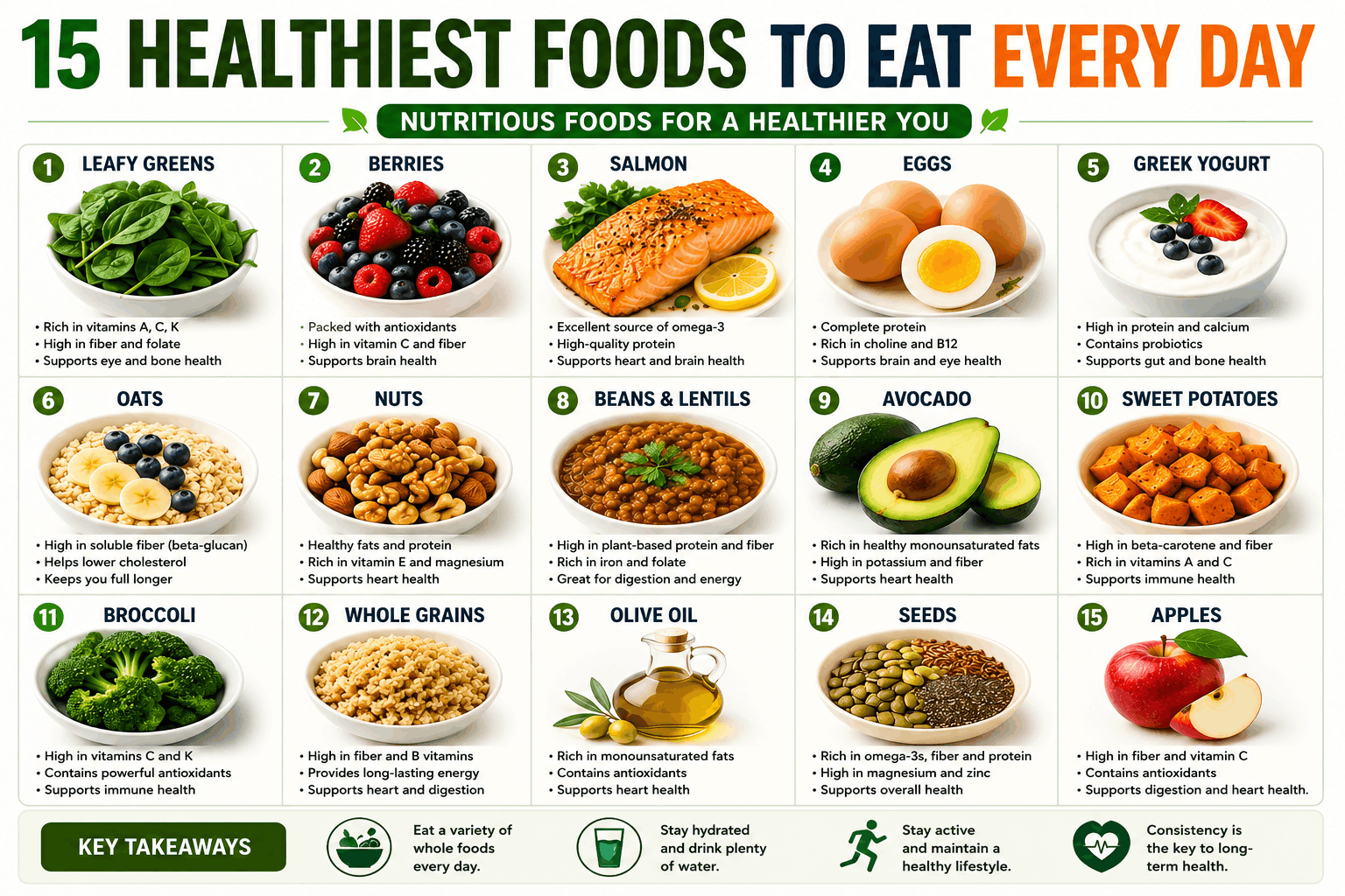 Healthiest Food to Eat Every Day: 15 Nutrient-Dense Foods for Better Health