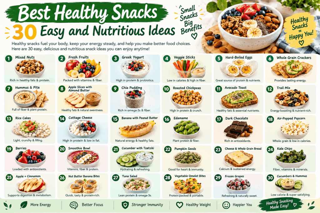 Current image: Best Healthy Snacks: 30 Easy and Nutritious Ideas