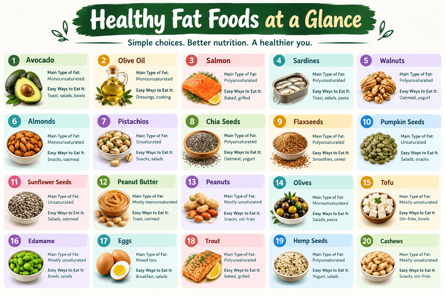 20 Foods High in Healthy Fats You Can Eat Every Day